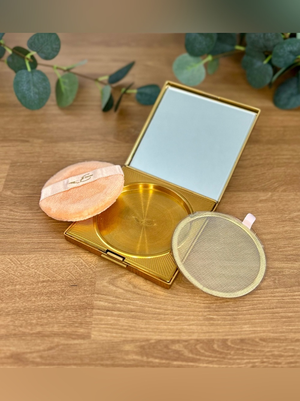 Vintage Evans Gold Tone Woven Powder Compact | Mid Century Makeup Case Mirror